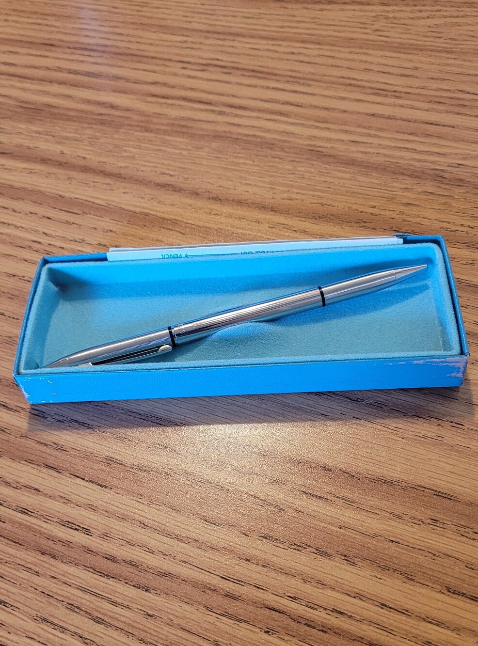 Garland Vintage Classic Silver Ballpoint Pen and Pencil In Blue Box